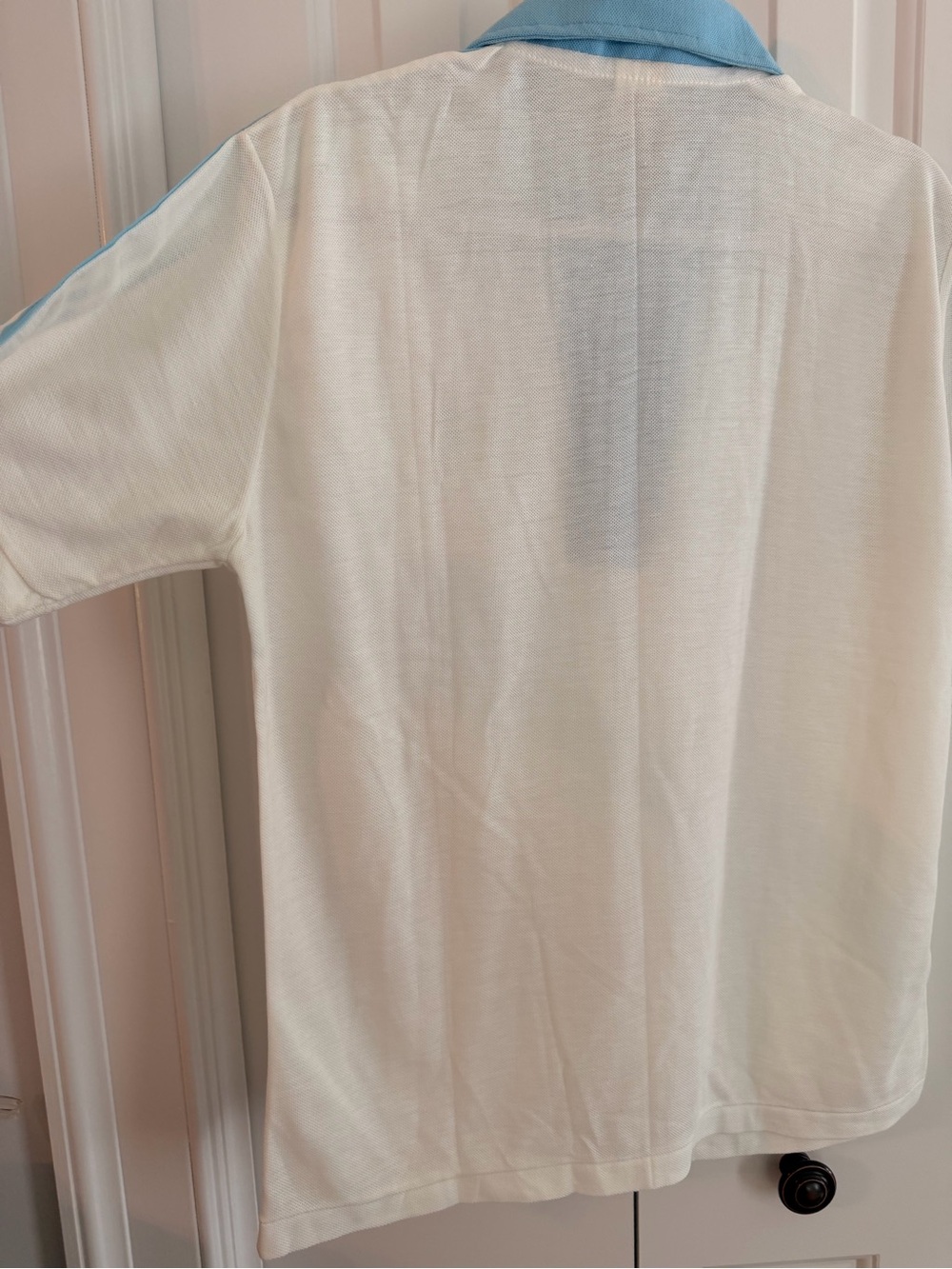 Men's Vintage Mickie Polo Shirt in Light Blue and Cream - Vintage Style - Picture 11 of 12